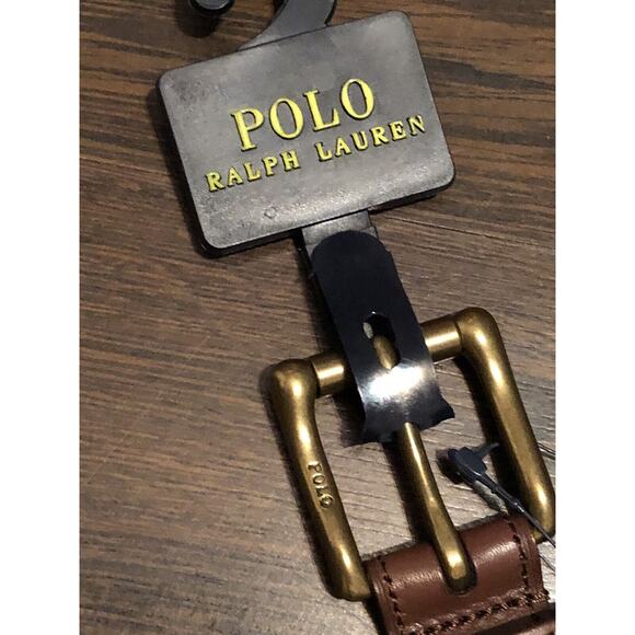 Polo Ralph Lauren cotton leather buckle belt striped navy/ yellow size 38 $75 - Picture 1 of 8